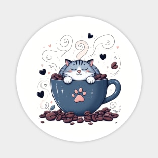 Catnip & Cappuccinos: Where Cats and Coffee Collide Magnet